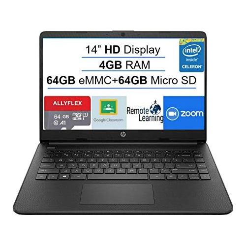 에이치피 HP 2021 Newest Stream 14-inch HD Laptop, Black, Intel N4020 up to 2.8 G, 4G RAM, 128G Space(64G eMMC+64G Micro SD), WiFi, Webcam, Bluetooth, Windows 10 S, Office 365 Personal for 1