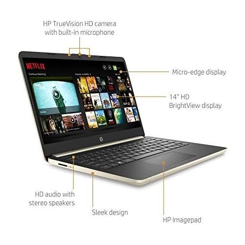 에이치피 Newest HP 14 HD Premium Business Laptop PC10th Gen Intel Quad-Core i5-1035G1 up to 3.6GHz8GB RAM256GB SSD16GB OptaneWiFiHDMI Card ReaderBluetooth Windows 10Gold (8GB 256GB SSD)