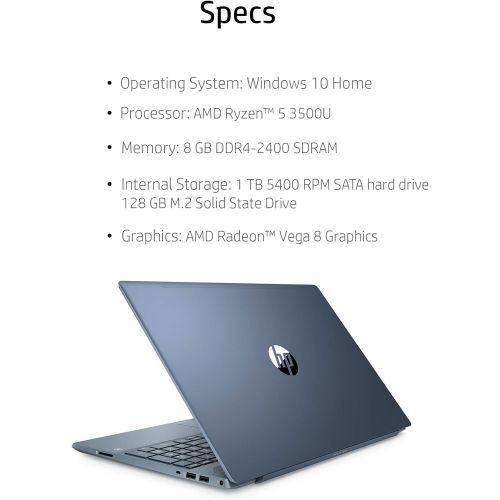 에이치피 2021 HP Pavilion 15.6 FHD IPS Laptop PC Quad-Core AMD Ryzen 5 3500U 12GB RAM DDR4 256GB M.2 SSD+1TB HDD AMD Radeon Vega 8 HDMI USB-C RJ-45 WIFI Bluetooth Webcam Windows 10 Pro w/RE