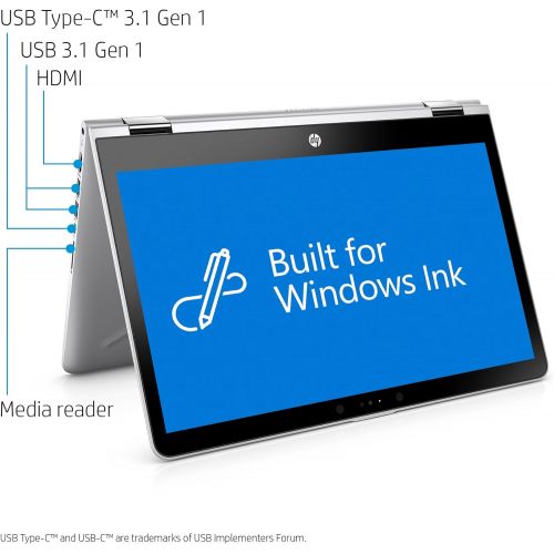 에이치피 HP Pavilion x360 14-inch Convertible Laptop, Intel Core i5-8250U Processor, 8 GB RAM, 256 GB Solid-State Drive, Windows 10 Home (14-ba110nr, Silver)
