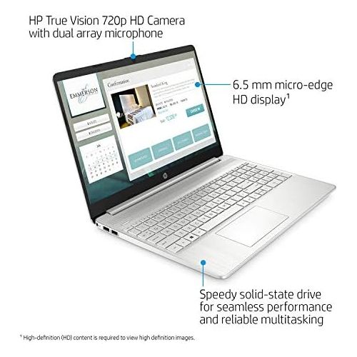 에이치피 HP Pavilion Laptop (2021 Latest Model), AMD Athlon 3050U Processor, 8GB RAM, 128GB SSD, Long Battery Life, Webcam, HDMI, Bluetooth, WiFi, Silver, Win 10 with 1 Year Microsoft 365 +