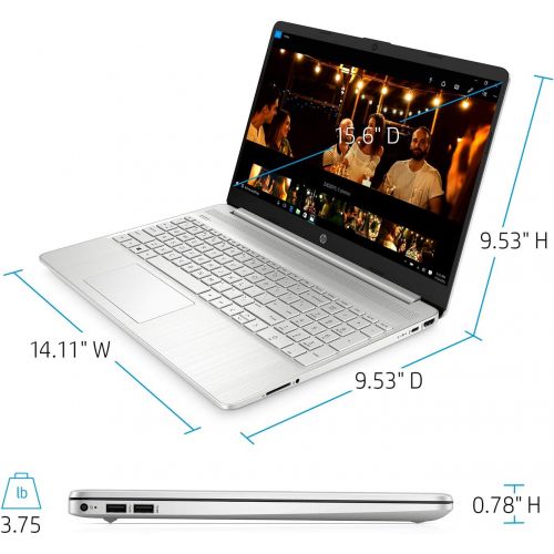 에이치피 HP Pavilion Laptop (2021 Latest Model), AMD Athlon 3050U Processor, 8GB RAM, 128GB SSD, Long Battery Life, Webcam, HDMI, Bluetooth, WiFi, Silver, Win 10 with 1 Year Microsoft 365 +