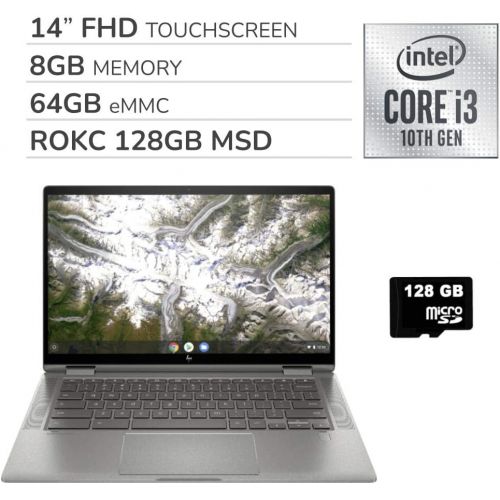 에이치피 HP 2020 2-in-1 14 FHD TouchScreen Chromebook Laptop Computer, 2-Core Intel Core i3-10110U, 8GB RAM, 64GB eMMC Flash Memory,Backlit Keyboard,No DVD,Bluetooth,Webcam,Chrome OS, ROKC