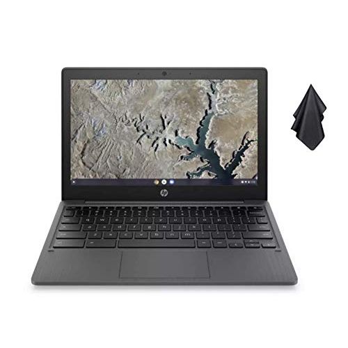 에이치피 2021 Newest HP Chromebook 11.6 Inch HD Laptop, MediaTek MT8183 8-core Processor, 4GB RAM, 32GB eMMC SSD, WiFi, Bluetooth, Webcam, Ash Gray, Chrome OS + Oydisen Cloth