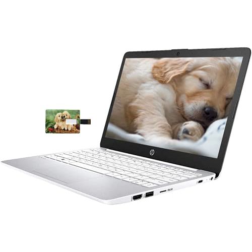 에이치피 Newest HP Stream 11.6 Business Laptop, Intel Celeron N4000 Processor, 4GB DDR4 Memory, 64GB eMMC, WiFi, Bluetooth, Webcam, Diamond White, Windows 10 Pro 32GB Tela USB Card