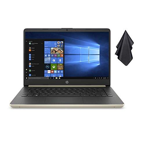 에이치피 HP 14 HD Premium Business Laptop PC 10th Gen Intel Quad-Core i5-1035G1 up to 3.6GHz 8GB RAM 256GB PCIe SSD + 16GB Optane WiFi Bluetooth Webcam Win 10 Pale Gold + Oydisen Cloth