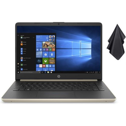 에이치피 HP 14 HD Premium Business Laptop PC 10th Gen Intel Quad-Core i5-1035G1 up to 3.6GHz 8GB RAM 256GB PCIe SSD + 16GB Optane WiFi Bluetooth Webcam Win 10 Pale Gold + Oydisen Cloth