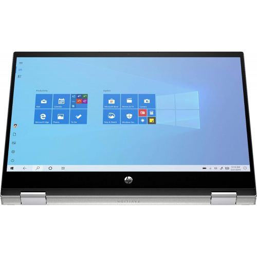 에이치피 HP Pavilion x360 14 HD WLED-Backlit Touchscreen 2-in-1 Laptop Intel Core i3-1115G4 8GB DDR4 RAM 128GB SSD Natural Silver Windows 10 Home with HDMI Cable Bundle