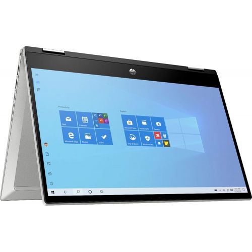 에이치피 HP Pavilion x360 14 HD WLED-Backlit Touchscreen 2-in-1 Laptop Intel Core i3-1115G4 8GB DDR4 RAM 128GB SSD Natural Silver Windows 10 Home with HDMI Cable Bundle