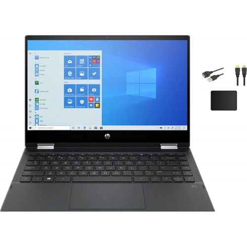 에이치피 HP Pavilion x360 14 HD WLED-Backlit Touchscreen 2-in-1 Laptop Intel Core i3-1115G4 8GB DDR4 RAM 128GB SSD Natural Silver Windows 10 Home with HDMI Cable Bundle