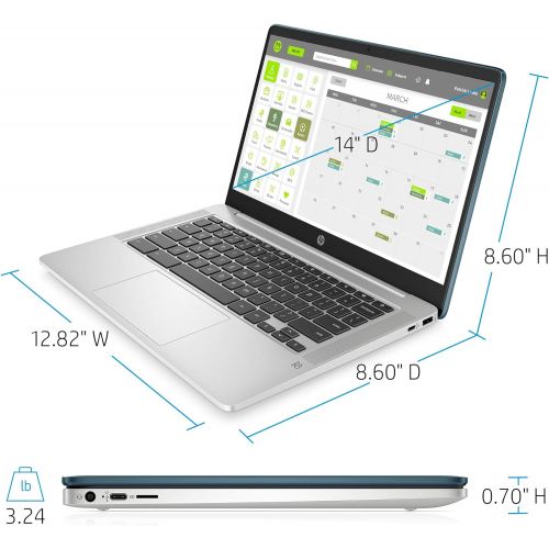 에이치피 HP Chromebook 14-inch HD Laptop, Intel Celeron N4000, 4 GB RAM, 32 GB eMMC, Chrome (14a-na0070nr, Forest Teal)