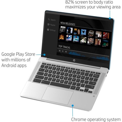 에이치피 HP Chromebook 14-inch HD Laptop, Intel Celeron N4000, 4 GB RAM, 32 GB eMMC, Chrome (14a-na0070nr, Forest Teal)