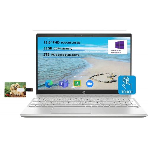 에이치피 2020 HP Pavilion 15 15.6 FHD Touchscreen Laptop, 10th Gen Intel Quad-Core i5 1035G1 up to 3.6GHz, 32GB DDR4 RAM 2TB PCIe SSD WiFi for Business and Education Windows 10 Pro 32GB Tel