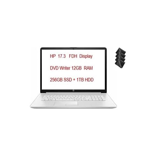 에이치피 Newest HP 17.3 FHD Laptop for Business and Student, 10th Gen Intel Quad-Core i5-10210U 12GB RAM 256GB SSD + 1TB HDD DVD Writer, Backlit Keyboard, Win 10 + Greeleaf Cloth