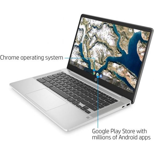 에이치피 2020 HP Chromebook 14 HD Laptop Computer, Intel Quad-core Pentium Silver N5000 Processor, 4GB RAM, 64GB eMMC, B&O Audio, HD Webcam, Long Battery Life, USB-C, Chrome OS, Grey, 32GB