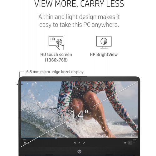 에이치피 HP 14 Laptop, AMD 3020e, 4 GB RAM, 64 GB eMMC Storage, 14-inch HD Touchscreen, Windows 10 Home in S Mode, Long Battery Life, Microsoft 365, (14-fq0080nr, 2020)