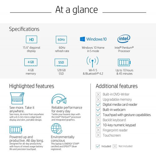 에이치피 2020 Hp 15.6 Notebook Intel Pentium N5000 2.7GHz 4Gb Ram 500Gb Hdd Windows 10 Home