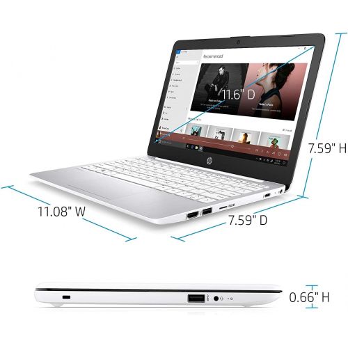 에이치피 HP Stream Premium Laptop I 11.6 Diagonal HD SVA Anti-Glare Display I Intel Celeron N4000 I 4GB DDR4 64GB eMMC + 256GB SD Card I USB-C HDMI Bluetooth Webcam Win 10 + 32GB Micro SD C