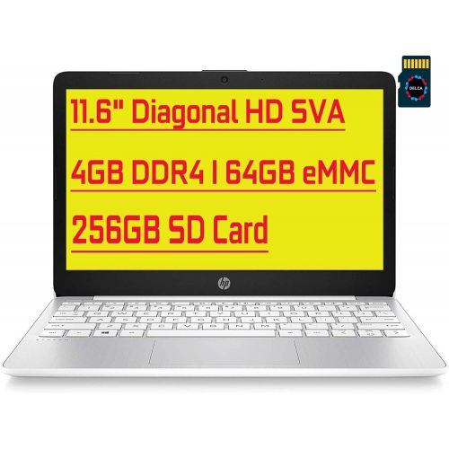 에이치피 HP Stream Premium Laptop I 11.6 Diagonal HD SVA Anti-Glare Display I Intel Celeron N4000 I 4GB DDR4 64GB eMMC + 256GB SD Card I USB-C HDMI Bluetooth Webcam Win 10 + 32GB Micro SD C