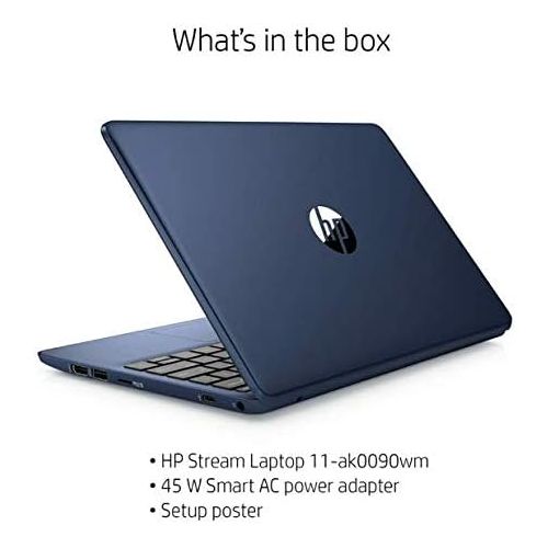 에이치피 2020 HP Stream 11.6 inch Laptop Computer Intel Celeron N4020 Upto 2.8 GHz, 4GB RAM, 32GB eMMC Storage, Windows 10 Home, 13Hr Battery Life, Office 365 1Year, (Royal Blue)