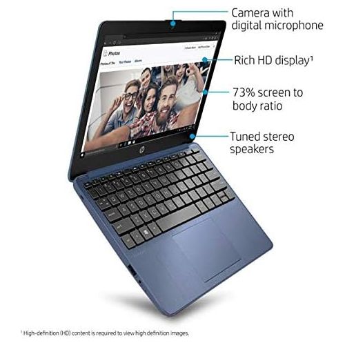 에이치피 2020 HP Stream 11.6 inch Laptop Computer Intel Celeron N4020 Upto 2.8 GHz, 4GB RAM, 32GB eMMC Storage, Windows 10 Home, 13Hr Battery Life, Office 365 1Year, (Royal Blue)