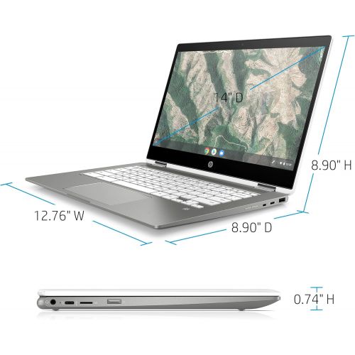 에이치피 HP X360 14 HD WLED-Backlit Touchscreen 2 in 1 Chromebook Laptop, Intel Pentium Silver N5000, 4GB DDR4, 128GB eMMC, WiFi, Bluetooth, Webcam, Media Card Reader, USB-C, Chrome OS, 64G