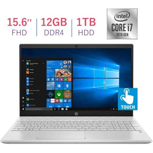 에이치피 HP Pavilion 15.6-inch Touchscreen FHD(1920x1080) IPS Laptop PC, 10th Gen Quad Core Intel i7-1065G7 Processor, 12GB DDR4, 1TB HDD, Bluetooth, HDMI, B&O Play Audio, Backlit Keyboard,