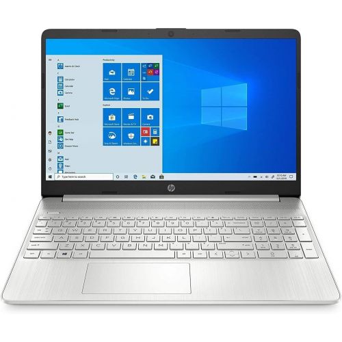 에이치피 HP 15.6 Full HD Touch Screen Laptop PC, Intel Core i5-1035G1 Processor, 12GB RAM, 256GB SSD, Wi-Fi 5, HDMI, Webcam, Bluetooth, Windows 10 Home, Natural Silver, W/ Valinor Accessori