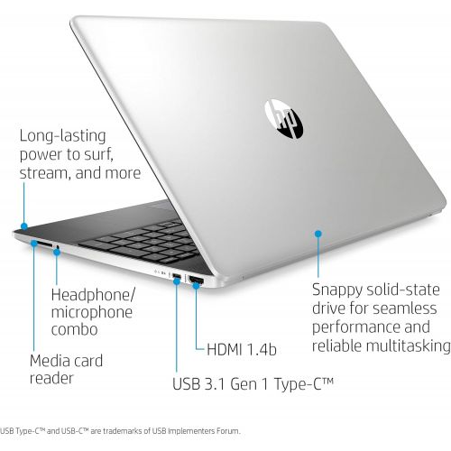 에이치피 HP 15-Inch HD Touchscreen Laptop, 10th Gen Intel Core i3-1005G1, 4 GB SDRAM, 128 GB Solid-State Drive, Windows 10 Home in S Mode (15-dy1010nr, Natural Silver), 15-15.99 inches