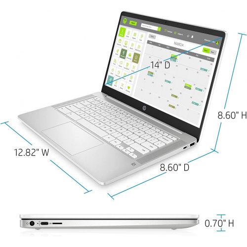 에이치피 HP 14 HD Anti-glare WLED-Backlit Chromebook, Intel Celeron N4000 Upto 2.6GHz, 4GB DDR4, 32GB eMMC, WiFi 5, Bluetooth, Webcam, Backlit keyboard, Media Reader, USB-C, Chrome OS, 64GB