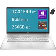 HP Premium 17 Business Laptop 17.3 FHD IPS Display AMD 6-Core Ryzen 5 5500U ( i7-1160G7) 8GB DDR4 256GB SSD AMD Radeon Graphics Fingerprint HDMI USB-C Win10 Pro Silver + USB-C Adap