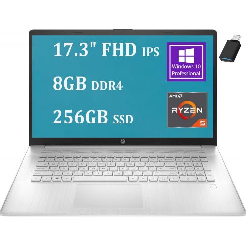 에이치피 HP Premium 17 Business Laptop 17.3 FHD IPS Display AMD 6-Core Ryzen 5 5500U ( i7-1160G7) 8GB DDR4 256GB SSD AMD Radeon Graphics Fingerprint HDMI USB-C Win10 Pro Silver + USB-C Adap