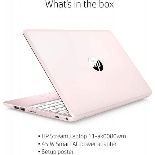 에이치피 2021 HP Stream 11.6 HD Slim and Light Laptop, Intel Celeron N4020 Processor, 4GB RAM, 64GB eMMC, HDMI, Wi-FI, Webcam, Bluetooth, 1 Year Office 365, Windows 10 S, Rose Pink, IFT 2-W