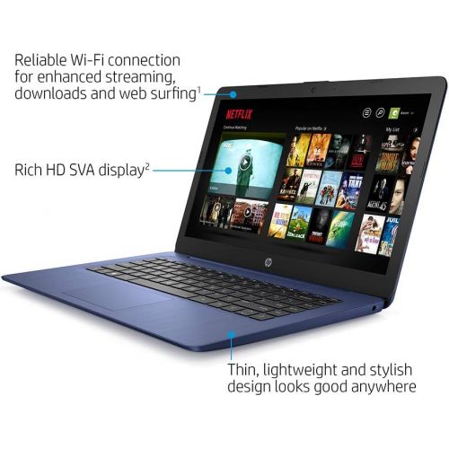 에이치피 2021 HP Stream 14 HD SVA Laptop Computer, Intel Celeron N4000 Processor, 4GB RAM, 64GB eMMC Flash Memory, Intel UHD Graphics, 1-Year Office, Bluetooth, Win 10S, Royal Blue, 32GB Sn