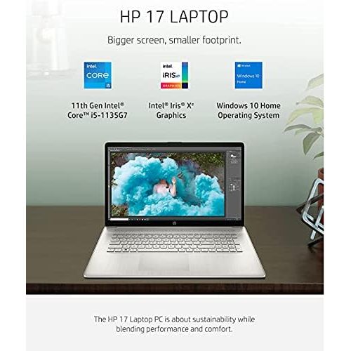 에이치피 2021 HP 17.3 Laptop Computer Full HD Anti-Glare IPS Display, 11th Gen Intel Quad-Core i5-1135G7 (Beats i7-1065G7), 8GB DDR4 RAM, 256GB SSD, NO DVD RW, WiFi, RJ 45, Webcam, Win 10 S