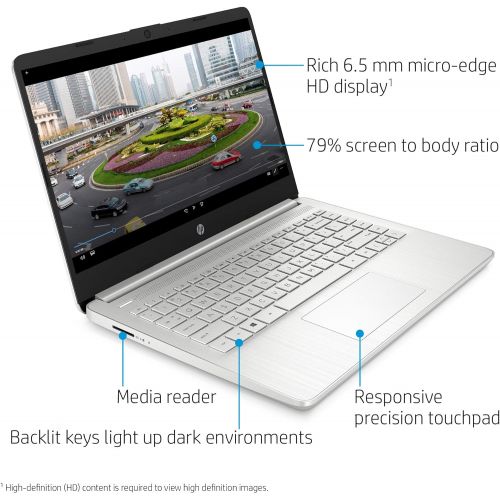 에이치피 HP 14-inch Laptop, Intel Core i3-1005G1, 4 GB RAM, 128 GB SSD Storage, Windows 10 Home in S Mode (14-dq1020nr, Natural Silver)