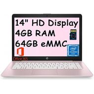 HP Stream 14 Laptop Computer I 14 HD SVA Micro-Edge Display I Intel Celeron N4000 Processor I 4GB DDR4 64GB eMMC I HDMI Webcam Office 365 Win 10 (Pink) + 32GB Micro SD Card