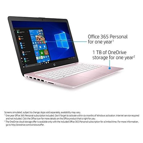 에이치피 HP Stream 14 Laptop Computer I 14 HD SVA Micro-Edge Display I Intel Celeron N4000 Processor I 4GB DDR4 64GB eMMC I HDMI Webcam Office 365 Win 10 (Pink) + 32GB Micro SD Card