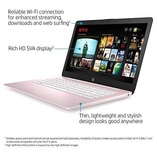 에이치피 HP Stream 14 Laptop Computer I 14 HD SVA Micro-Edge Display I Intel Celeron N4000 Processor I 4GB DDR4 64GB eMMC I HDMI Webcam Office 365 Win 10 (Pink) + 32GB Micro SD Card