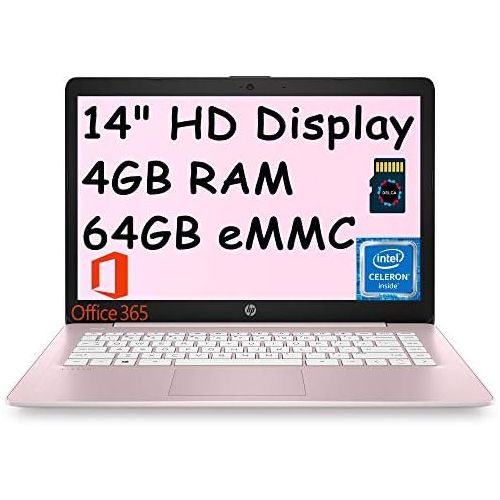 에이치피 HP Stream 14 Laptop Computer I 14 HD SVA Micro-Edge Display I Intel Celeron N4000 Processor I 4GB DDR4 64GB eMMC I HDMI Webcam Office 365 Win 10 (Pink) + 32GB Micro SD Card