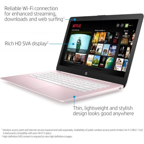 에이치피 HP Stream 14 Laptop Computer I 14 HD SVA Micro-Edge Display I Intel Celeron N4000 Processor I 4GB DDR4 64GB eMMC I HDMI Webcam Office 365 Win 10 (Pink) + 32GB Micro SD Card