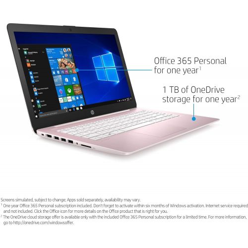 에이치피 HP Stream 14 Laptop Computer I 14 HD SVA Micro-Edge Display I Intel Celeron N4000 Processor I 4GB DDR4 64GB eMMC I HDMI Webcam Office 365 Win 10 (Pink) + 32GB Micro SD Card