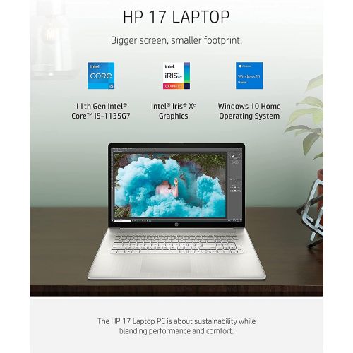 에이치피 2021 Newest HP 17 Laptop, 17 HD+ Anti-Glare Screen, 11th Gen Intel Core i5-1135G7, Intel Iris Xe Graphics, 32 GB RAM, 1 TB PCIe SSD, Long Battery Life, Webcam, Mics, Win10, Silver