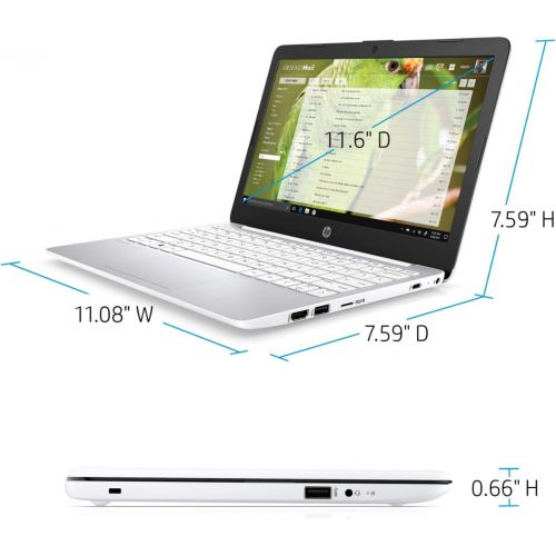 에이치피 2021 HP Stream 11.6 HD Thin and Light Laptop, Intel Celeron N4000 Processor, 4GB DDR4 RAM, 64GB eMMC, HDMI, WiFi, Bluetooth, Windows 10 S, 1 Year Microsoft 365, White, W/ IFT 32GB