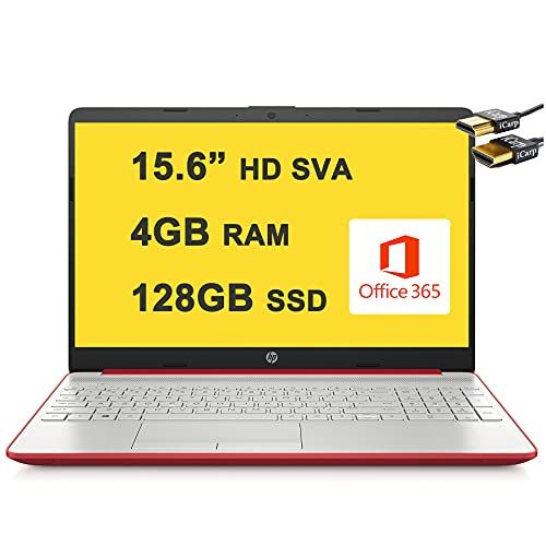 에이치피 HP Flagship Notebook 15 Business Laptop 15.6” HD SVA Display Intel 4-Core Pentium Silver N5000 Processor 4GB RAM 128GB SSD Intel UHD Graphic USB-C Office365 Win10 + HDMI Cable