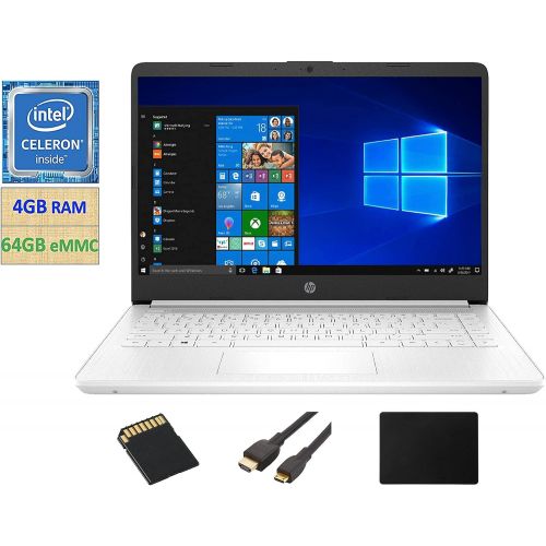 에이치피 2021 HP Stream 14 Laptop Light-Weight, Intel Celeron N4020 (Up to 2.8GHz), 4GB RAM, 64GB eMMC HD LED Display with Microsoft 365 1 Year+128GB SD Card+Mouse Pad+HDMI Cables(Snowflake