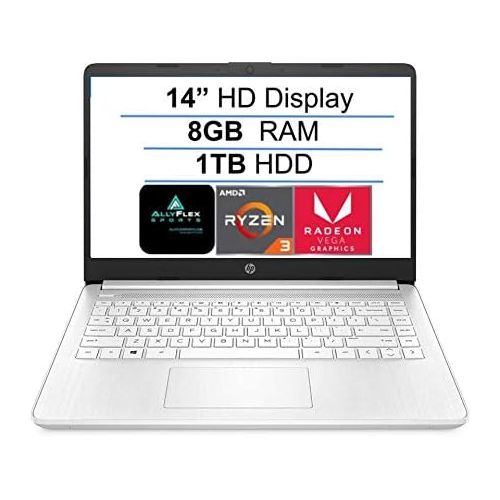 에이치피 2021 Newest HP 14 HD Laptop Computer, AMD Ryzen 3 3250U up to 3.5GHz (Beat i5-7200U), 8GB DDR4 RAM, 1TB HDD, WiFi, Bluetooth, HDMI, Webcam, Remote Work, Windows 10 S, AllyFlex MP,