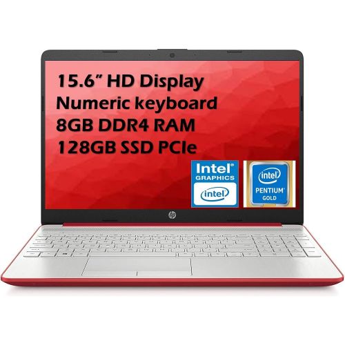 에이치피 2021 Newest HP Notebook 15 Laptop 15.6” Diagonal HD Display Intel Pentium Gold 6405U 8GB RAM 128GB SSD Intel UHD Graphics HDMI USB-C WiFi Webcam Win10 with Aloha Bundle