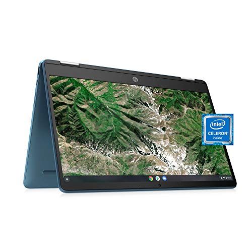 에이치피 2021 HP Chromebook X360 2-in-1 14 HD Touchscreen Light and Slim Laptop, Intel Celeron N4020 Processor, 4GB RAM, 64 GB eMMC, Webcam, Bluetooth, Wi-Fi, Chrome OS, Teal, W/ IFT Access