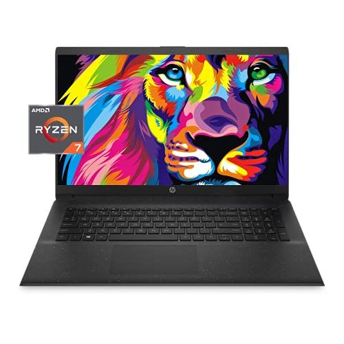 에이치피 2022 HP Newest 17 Laptop Notebook, 17.3 Full HD Anti-Glare Display, AMD Ryzen 7 5700U Processor, 16GB RAM, 1TB PCIe SSD, Webcam, Wi-Fi 6, Bluetooth, HDMI, Windows 11 Home, Black